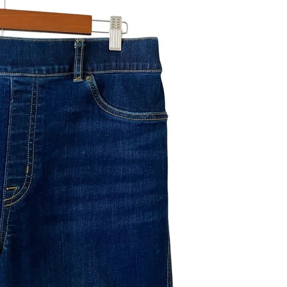SPANX High Rise Pull-On Flare Midnight Dark Wash Jeans Size L - Picture 8 of 16